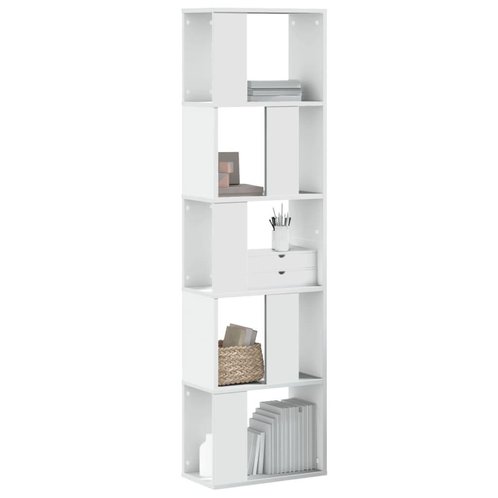 VIDAXL Bibliotheque 5 niveaux blanc 45x23,5x162,5 cm bois d'ingenierie