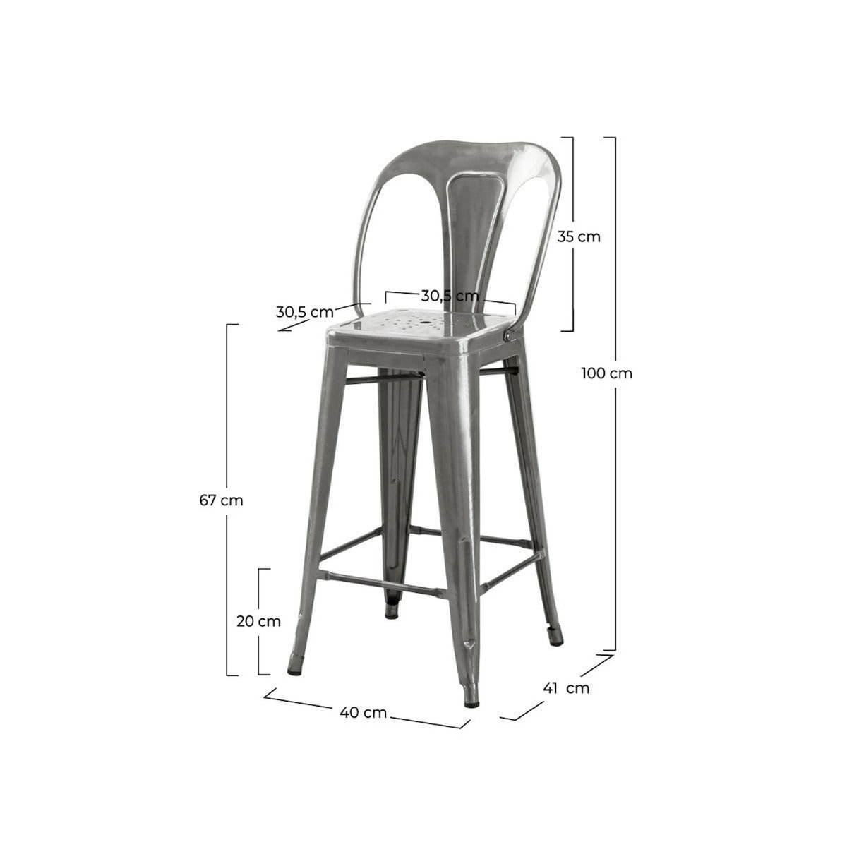 Rendez vous déco Lot de 2 chaises pour îlot central 67 cm en métal chrome-Indus