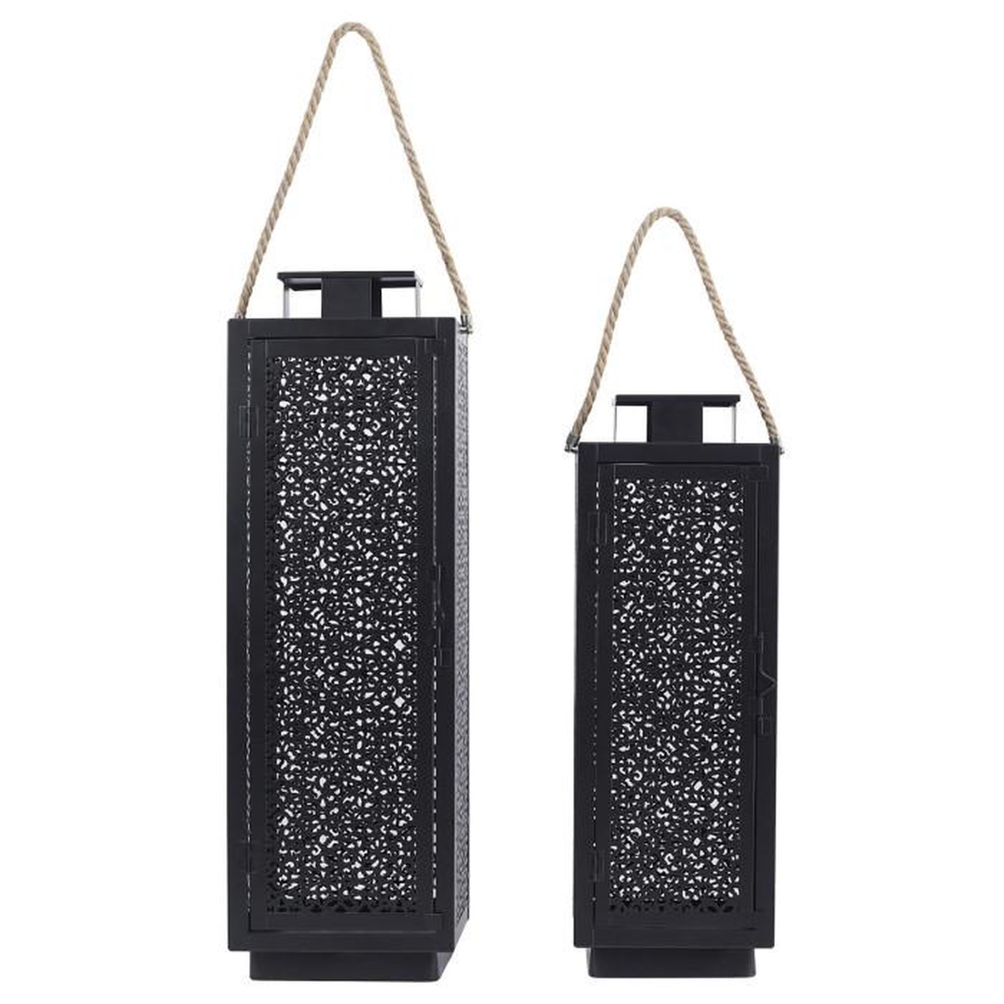 Paris Prix Lot de 2 Lanternes Déco  Ajouré  59cm Noir