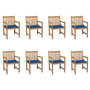 Voir la diapositive 1 : VIDAXL Chaises de jardin lot de 8 avec coussins bleu royal Bois teck