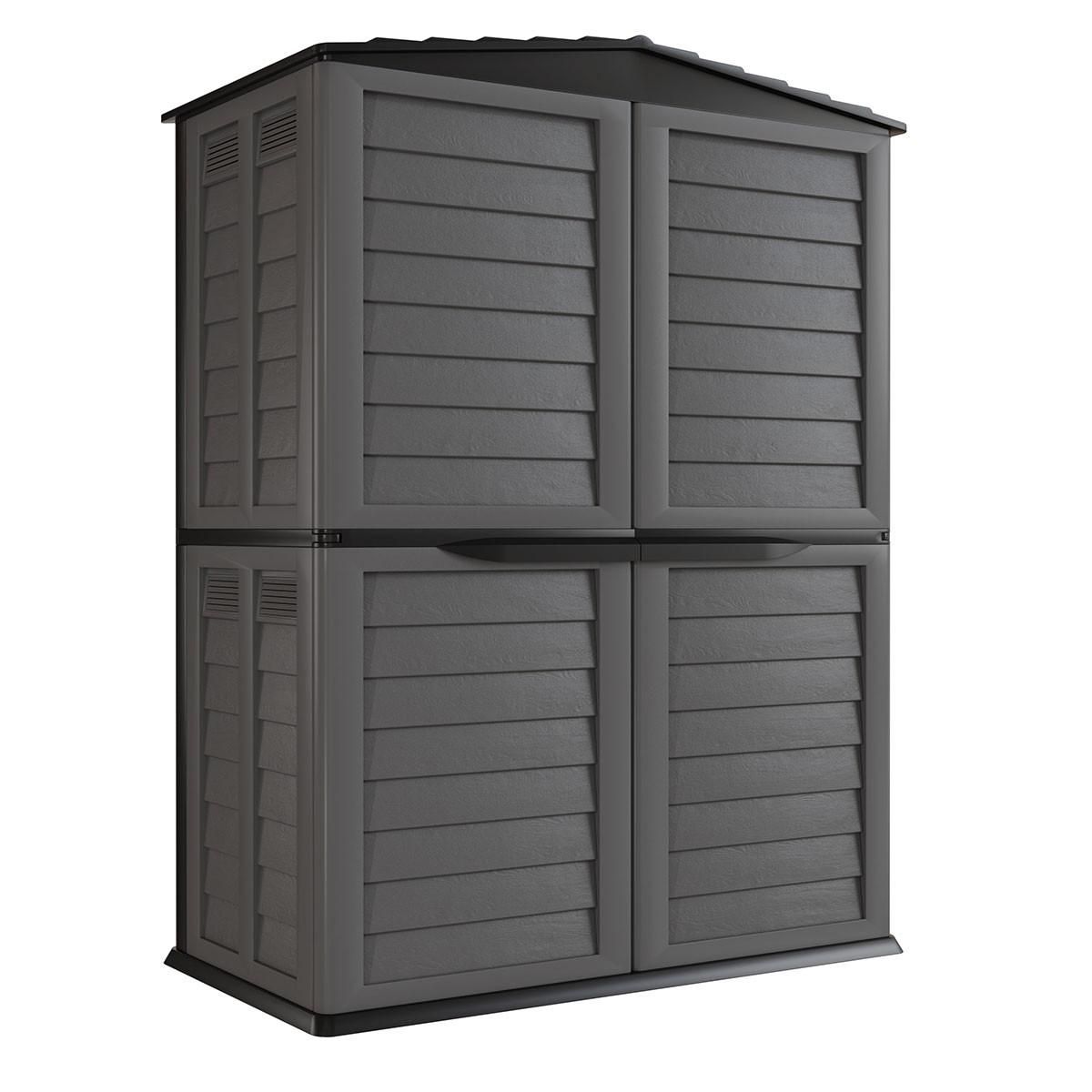 INTEC Abri de jardin 4 portes 151 x 83 x H200 cm Coffre de rangement Armoire d'extérieur INTEC