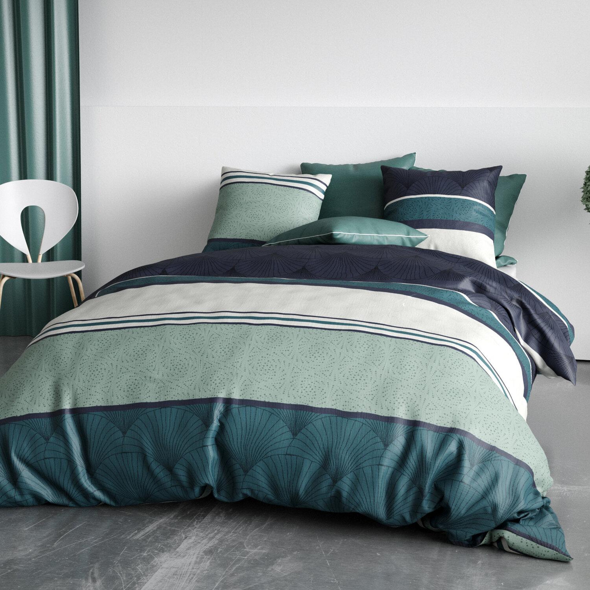 Voir la diapositive 3 : ATELIER DU COTON Parure housse de couette 100% coton 57 fils antika