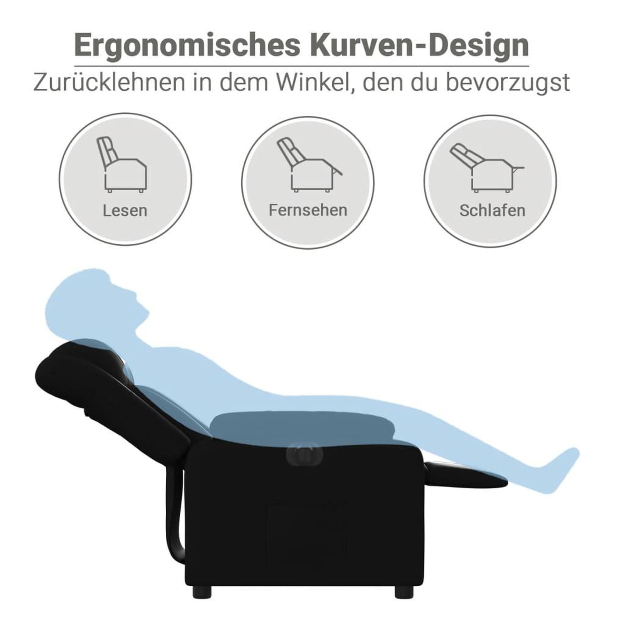 Voir la diapositive 6 : VIDAXL Fauteuil inclinable electrique Noir Similicuir