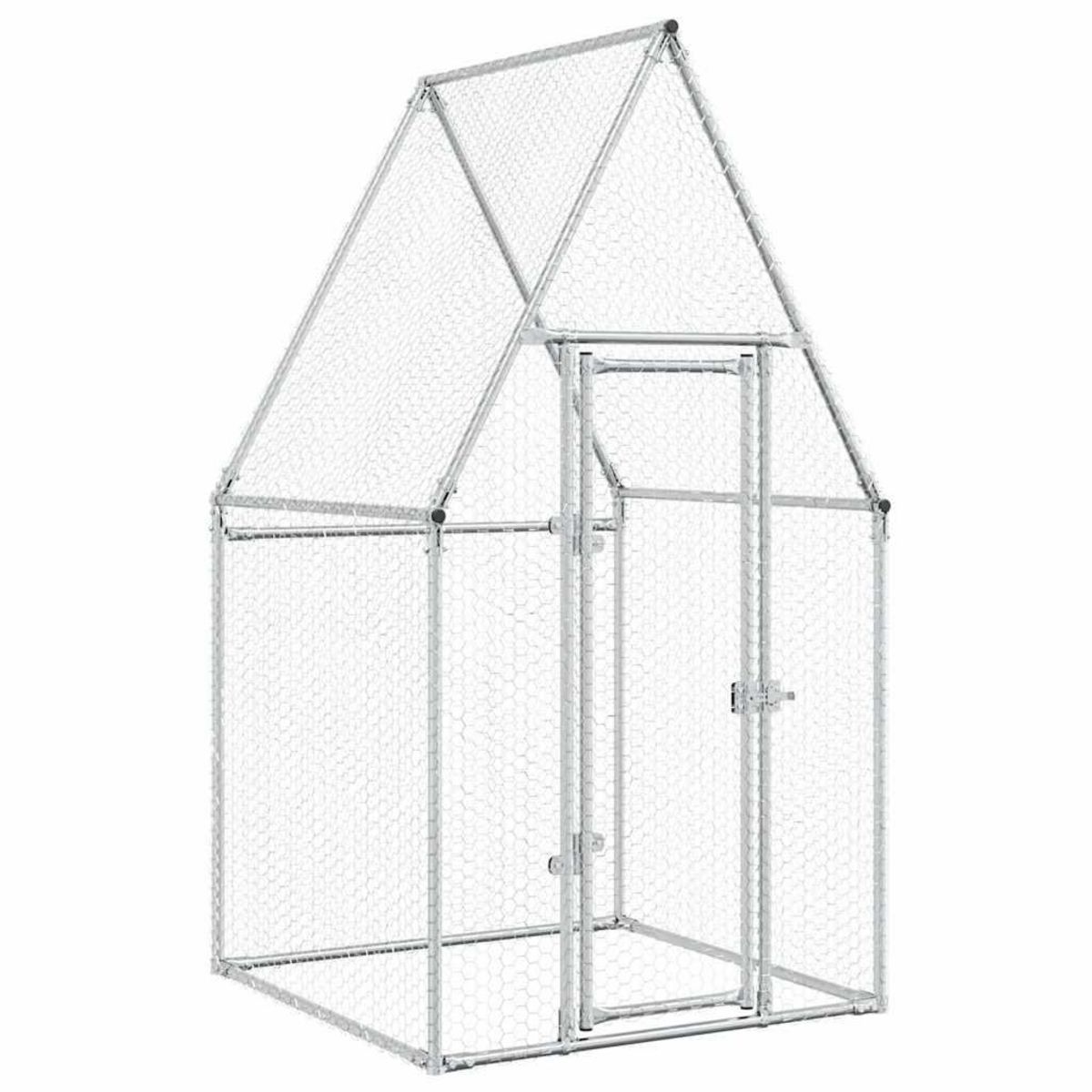 VIDAXL Cage pour poules argente 100x100x190 cm acier galvanise