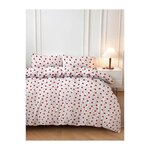 GENERIQUE Parure de lit - 1 housse de couette 220 x 240 cm + 2 taies d'oreiller 60 x 60 cm - 50% coton, 50% polyester - Rouge