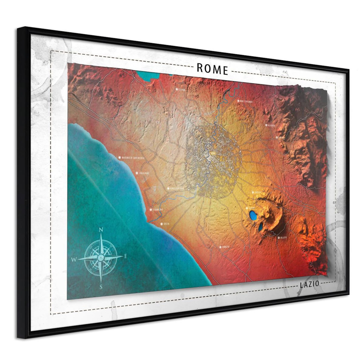 Paris Prix Affiche Murale Encadrée  Raised Relief Map Rome