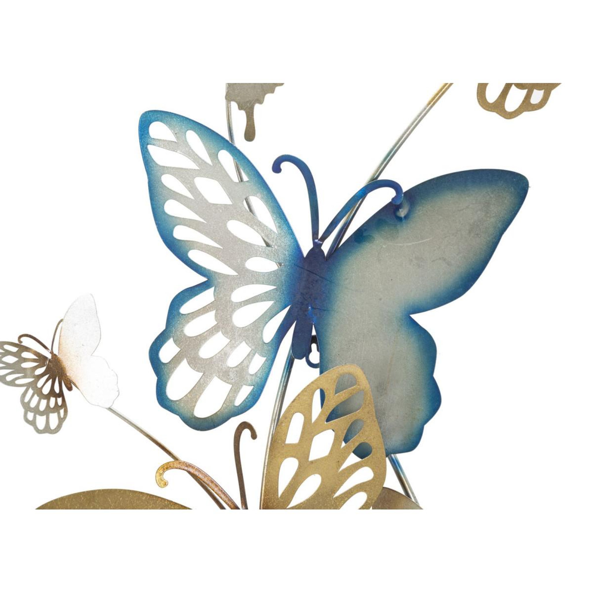 Voir la diapositive 2 : Paris Prix Décoration murale en métal  butterflies  115cm bleu & or