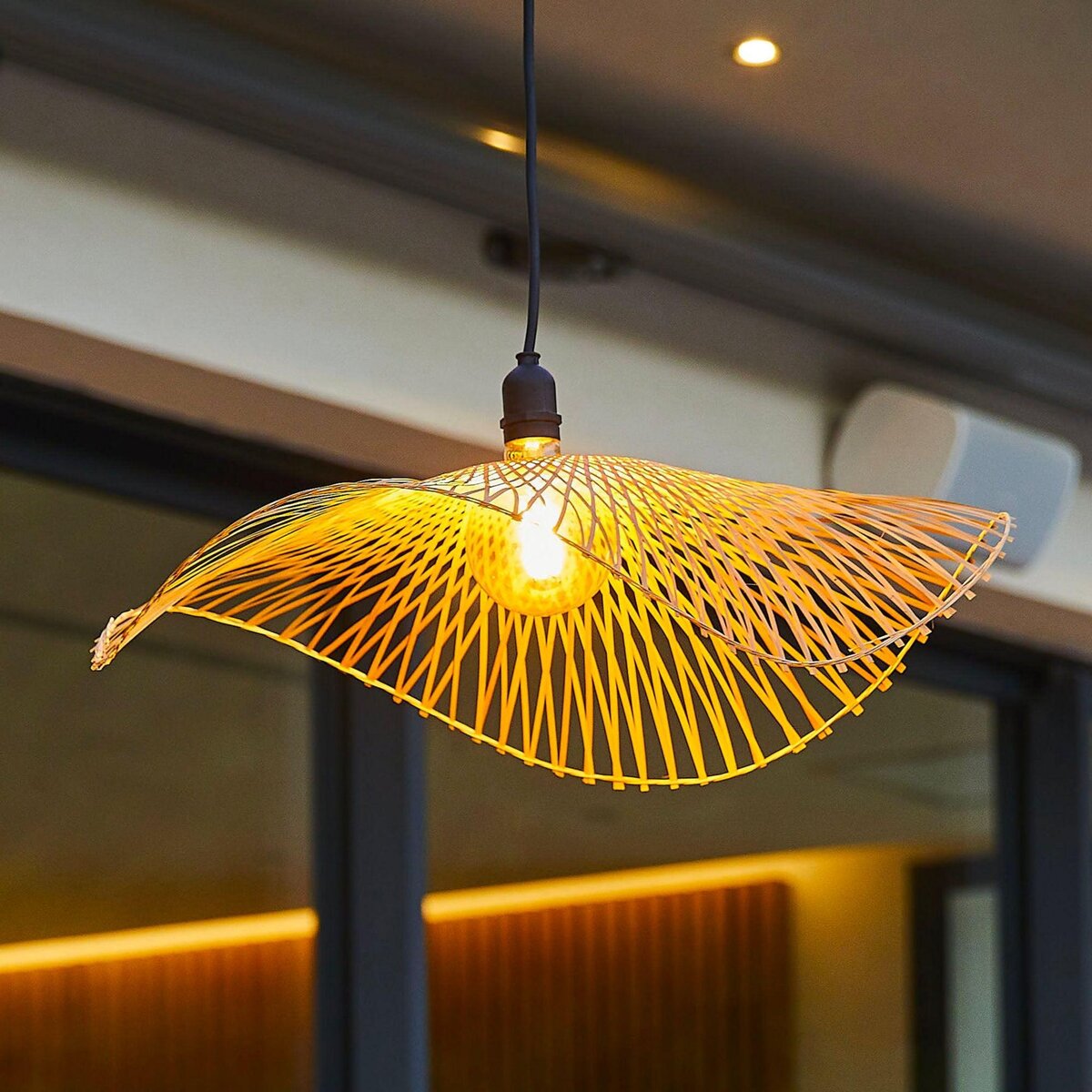 Lumisky Suspension d'extérieur avec cable LAIA Beige Bambou D50 cm