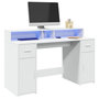 Voir la diapositive 1 : VIDAXL Bureau avec lumieres LED blanc 140x55x91 cm bois d'ingenierie
