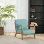 HOMCOM Fauteuil lounge - 3 coussins inclus - assise profonde - accoudoirs - structure bois hévéa - aspect velours turquoise