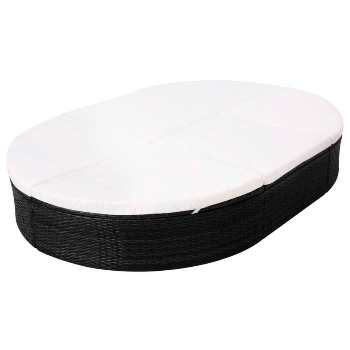 VIDAXL Lit de repos d'exterieur avec coussin Resine tressee Noir