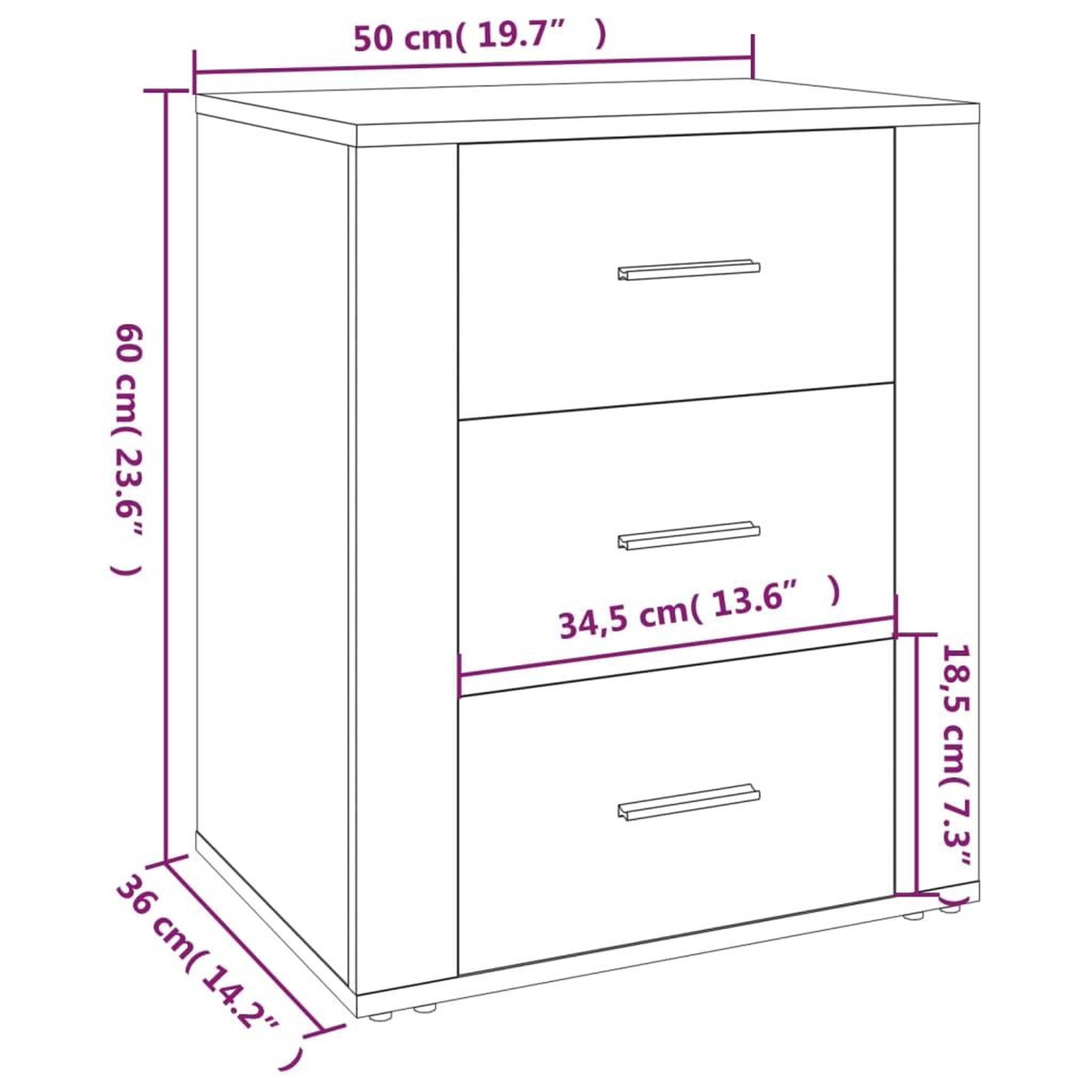 Voir la diapositive 6 : VIDAXL Table de chevet Sonoma gris 50x36x60 cm Bois d'ingenierie
