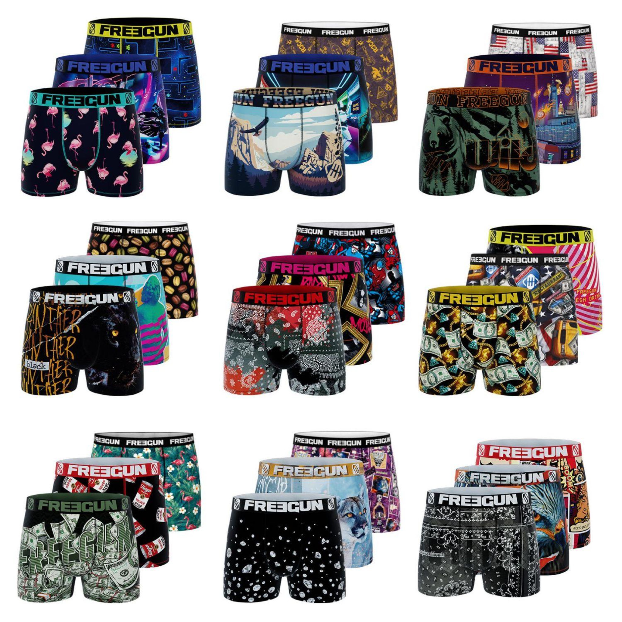 Voir la diapositive 3 : FREEGUN Pack surprise de 12 Boxers microfibre homme