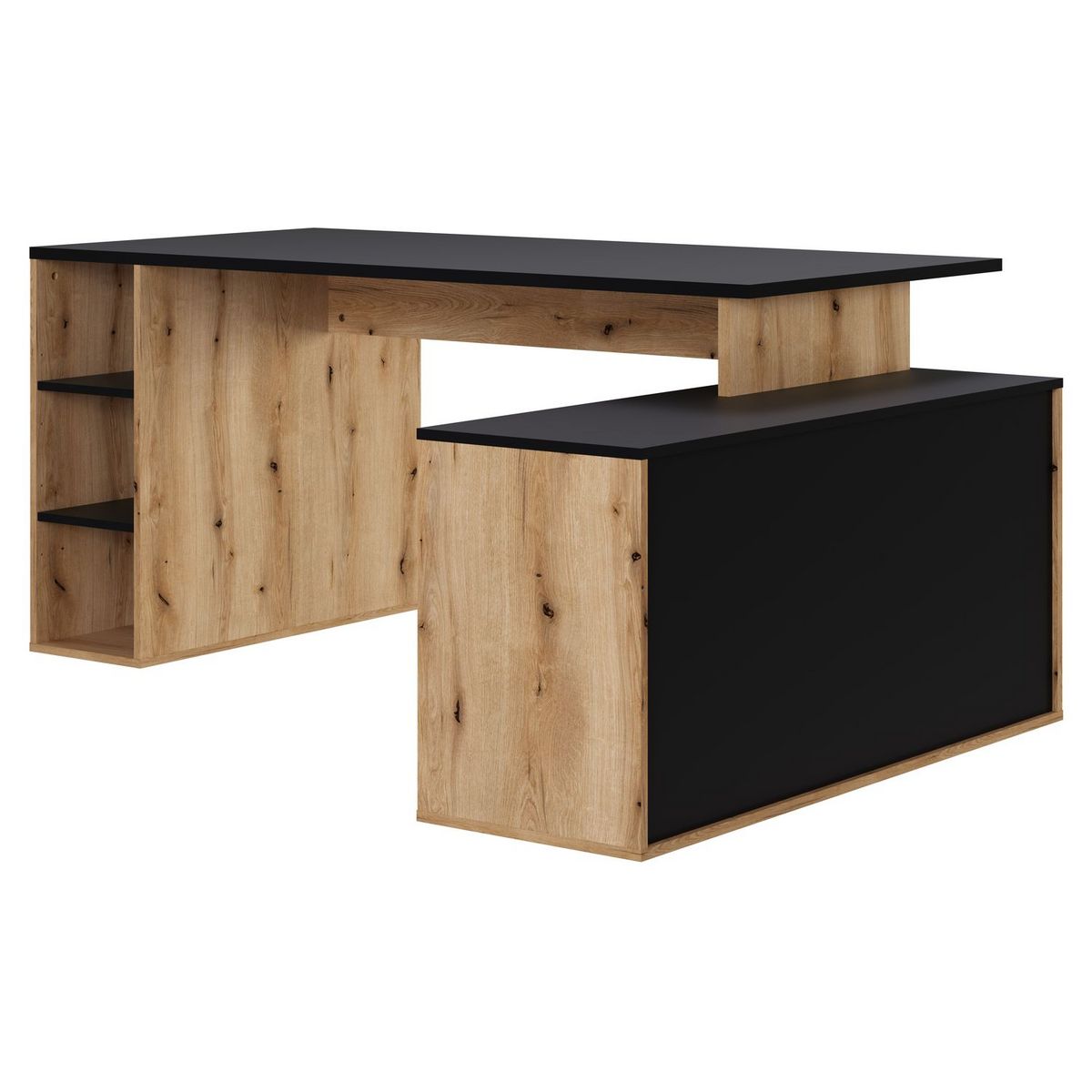 Bureau d'angle 3 tiroirs et rangements L183cm ESTEBAN