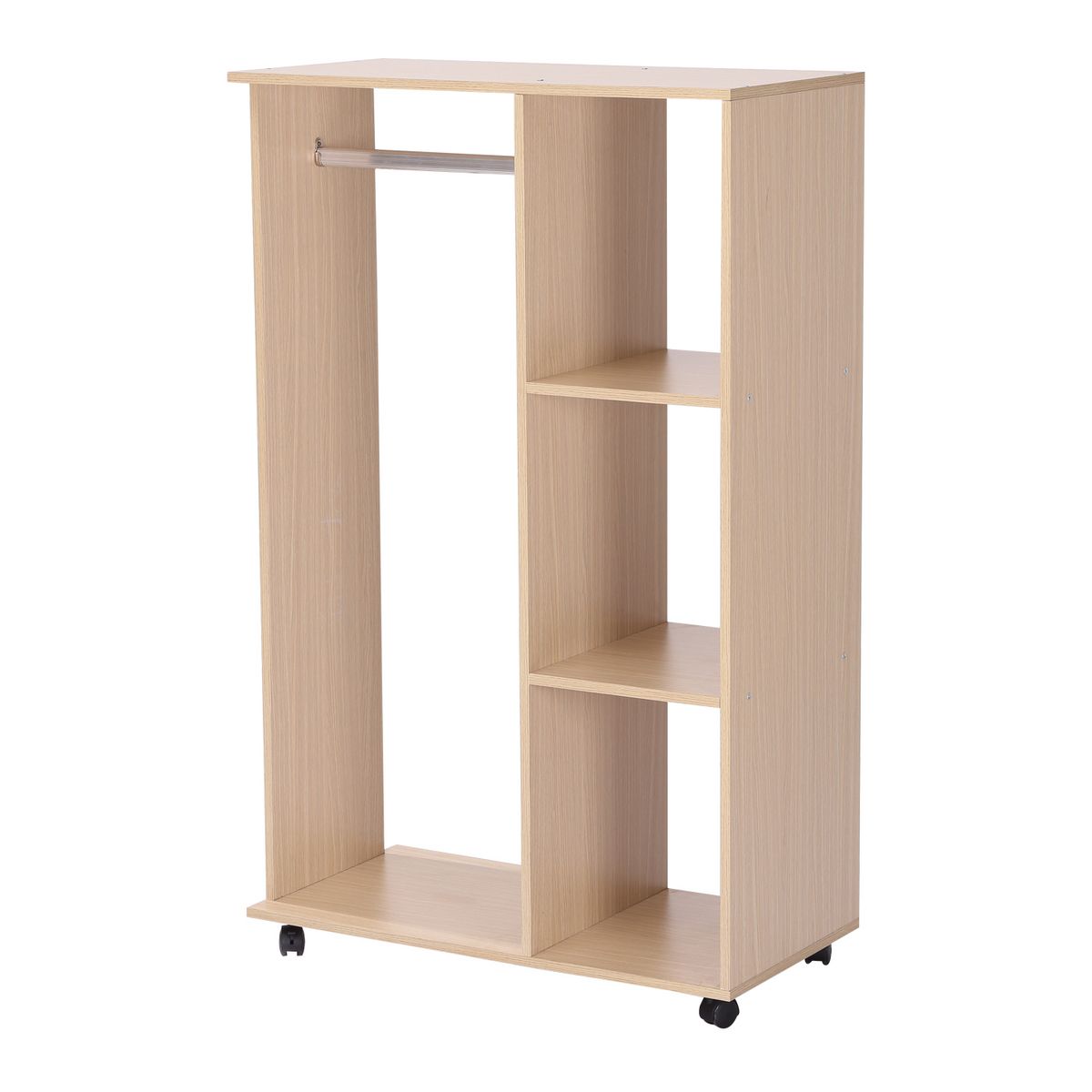 HOMCOM Armoire penderie armoire de rangement mobile panneaux de particules coloris chêne clair