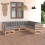 Voir la diapositive 1 : VIDAXL Salon de jardin 7 pcs avec coussins Bois de pin massif