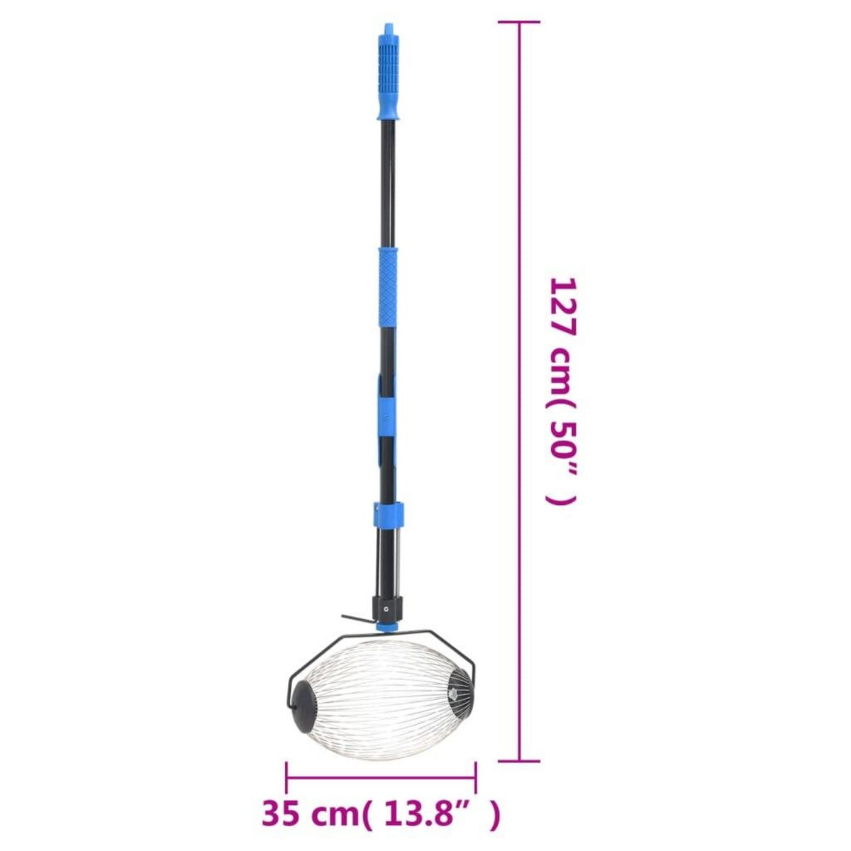 VIDAXL Collecteur de noix bleu 127 cm acier