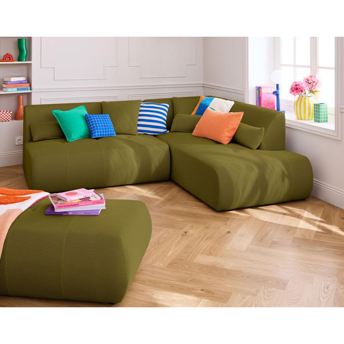 LISA DESIGN Onyx - pouf d'appoint - en tissu mailles 3d