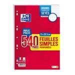 OXFORD Feuilles simples 540 pages 21x29,7cm grands carreaux Seyes perforées