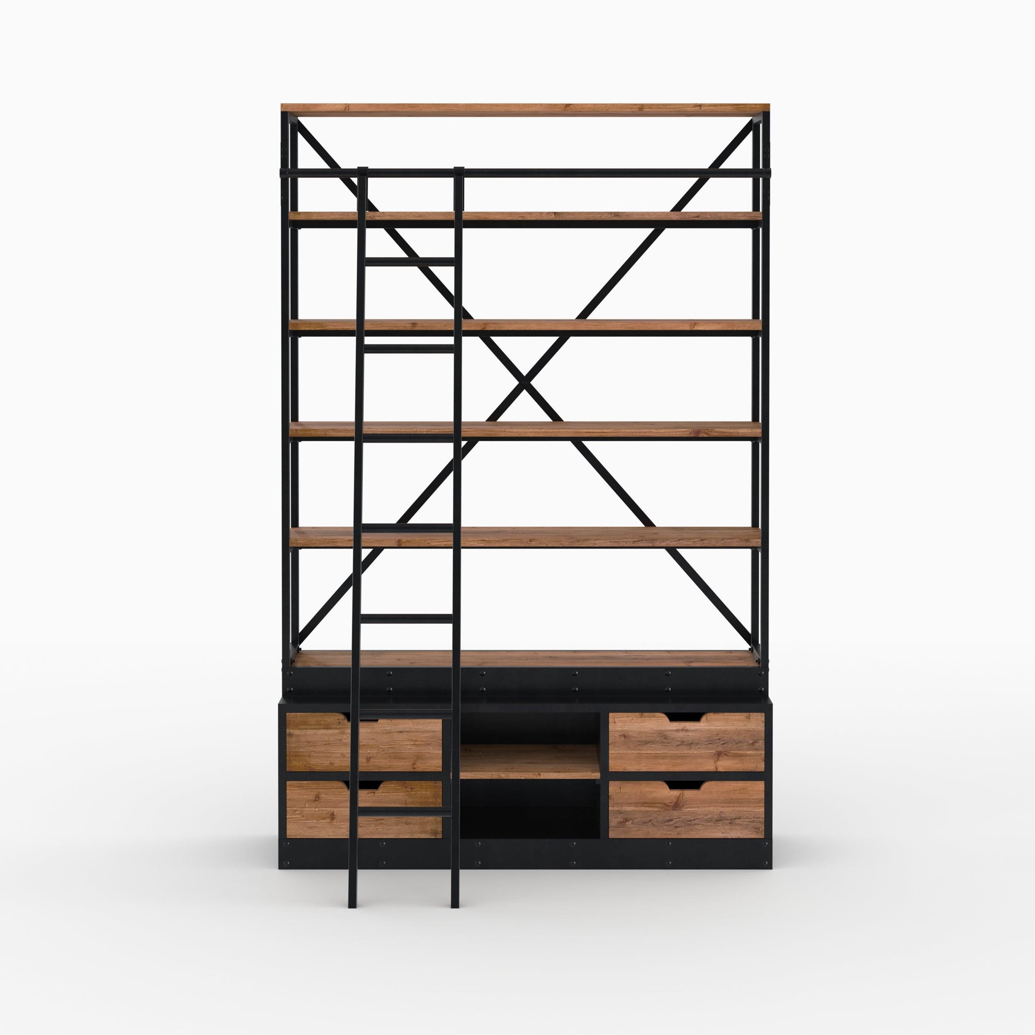 Voir la diapositive 6 : MAISON PAVANE Ensemble de 2 bibliothèques en bois et métal-kasi
