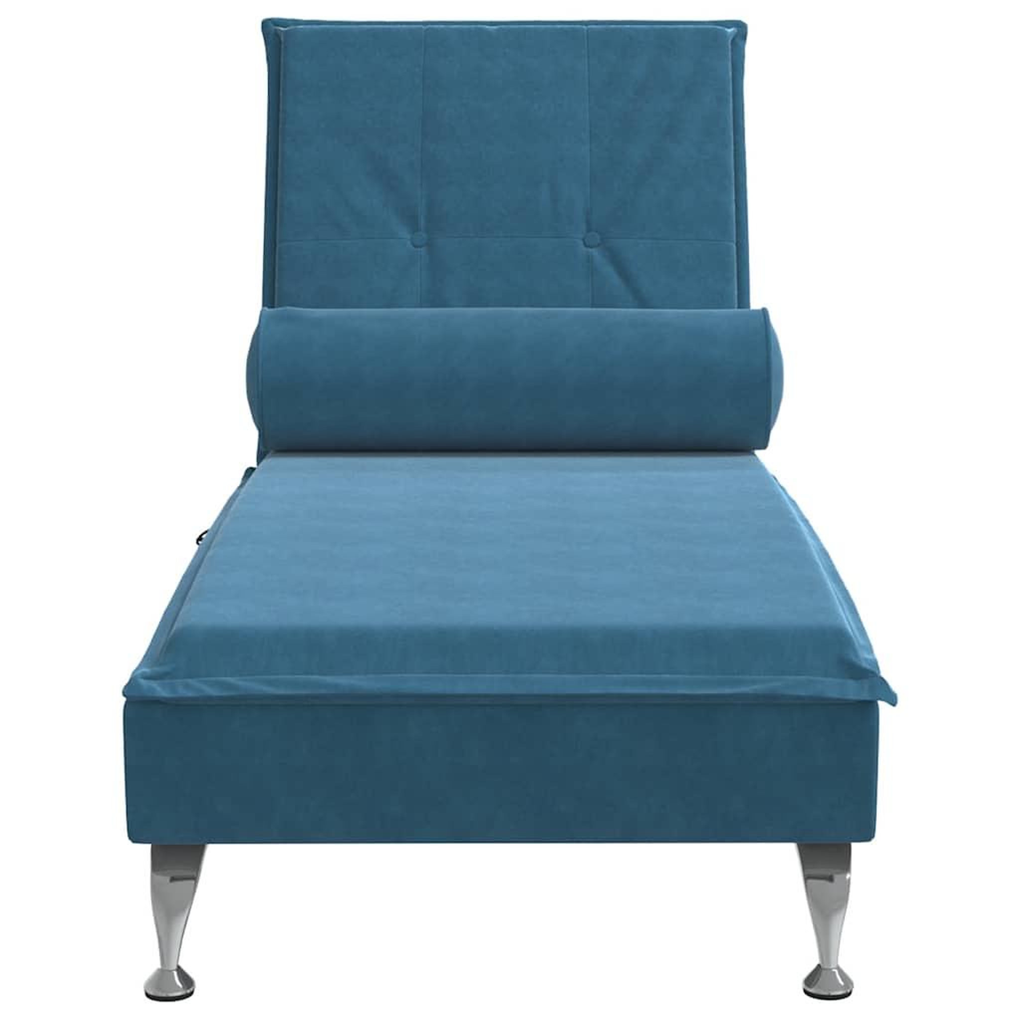Voir la diapositive 4 : VIDAXL Chaise longue de massage avec traversin bleu velours