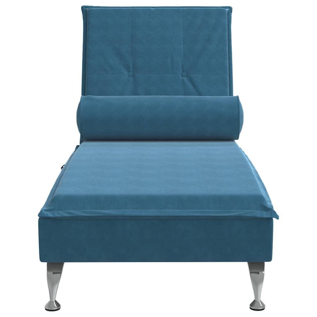VIDAXL Chaise longue de massage avec traversin bleu velours