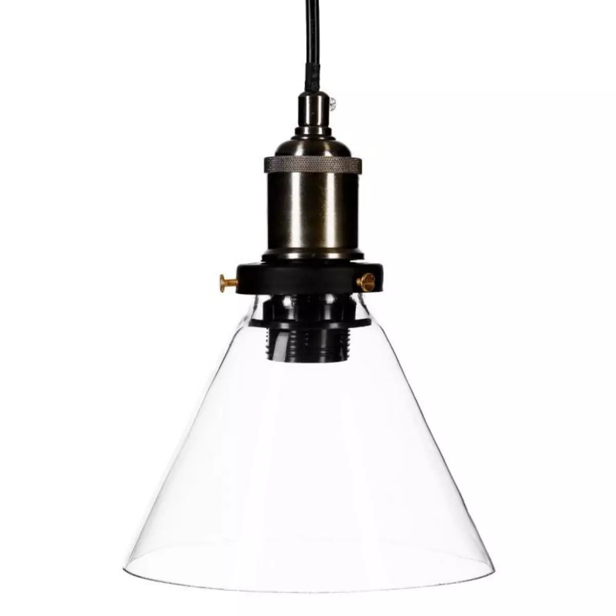 ATMOSPHERA Lampe Suspension Métal Conique  Alak  18cm Transparent