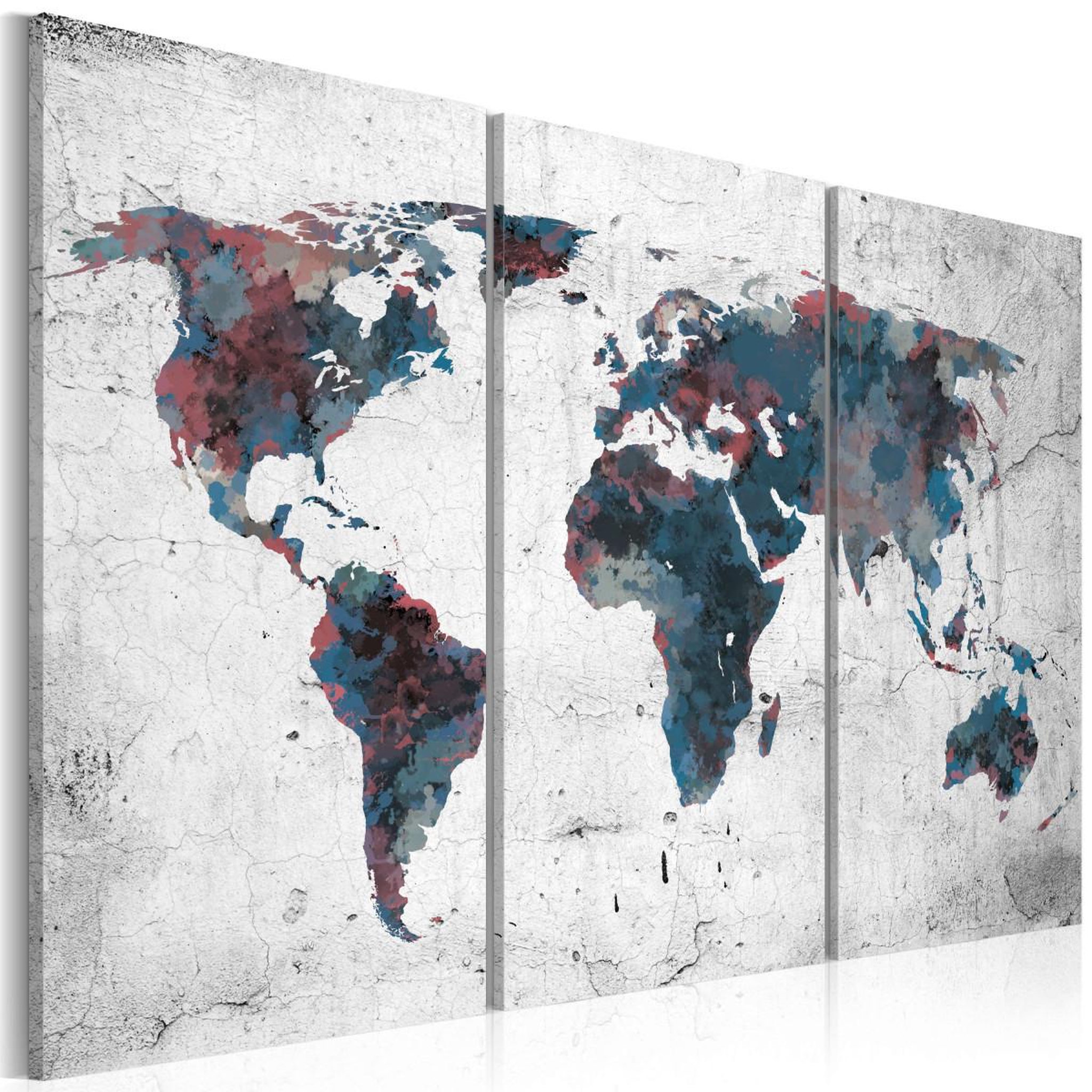 Voir la diapositive 1 : Paris Prix Tableau imprimé 3 panneaux  continents inconnus
