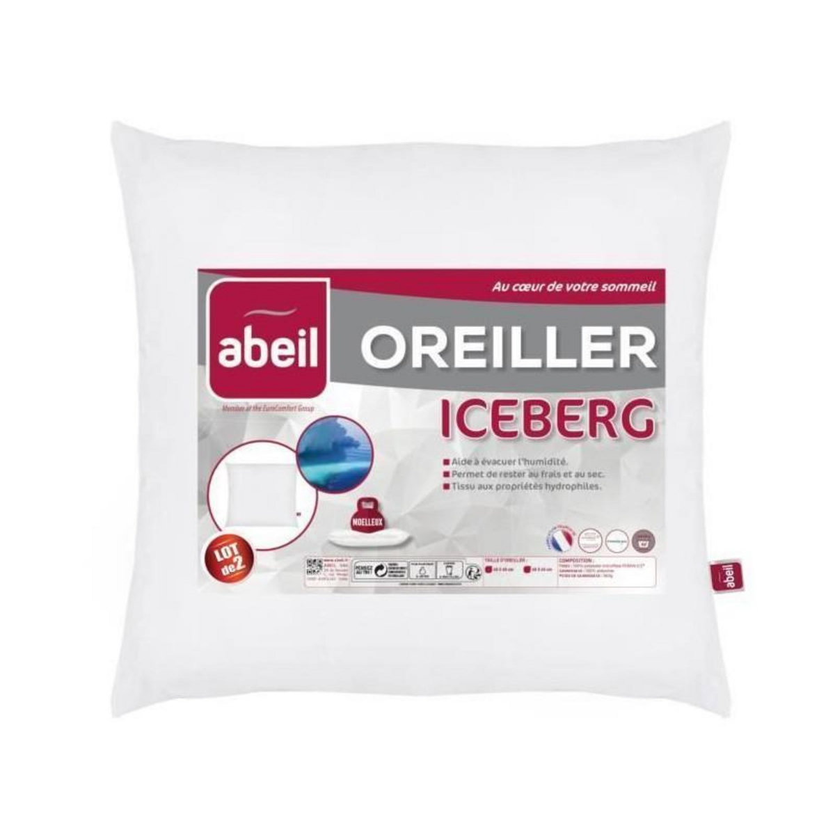 ABEIL ABEIL Lot de 2 Oreillers moelleux ICEBERG 60x60cm