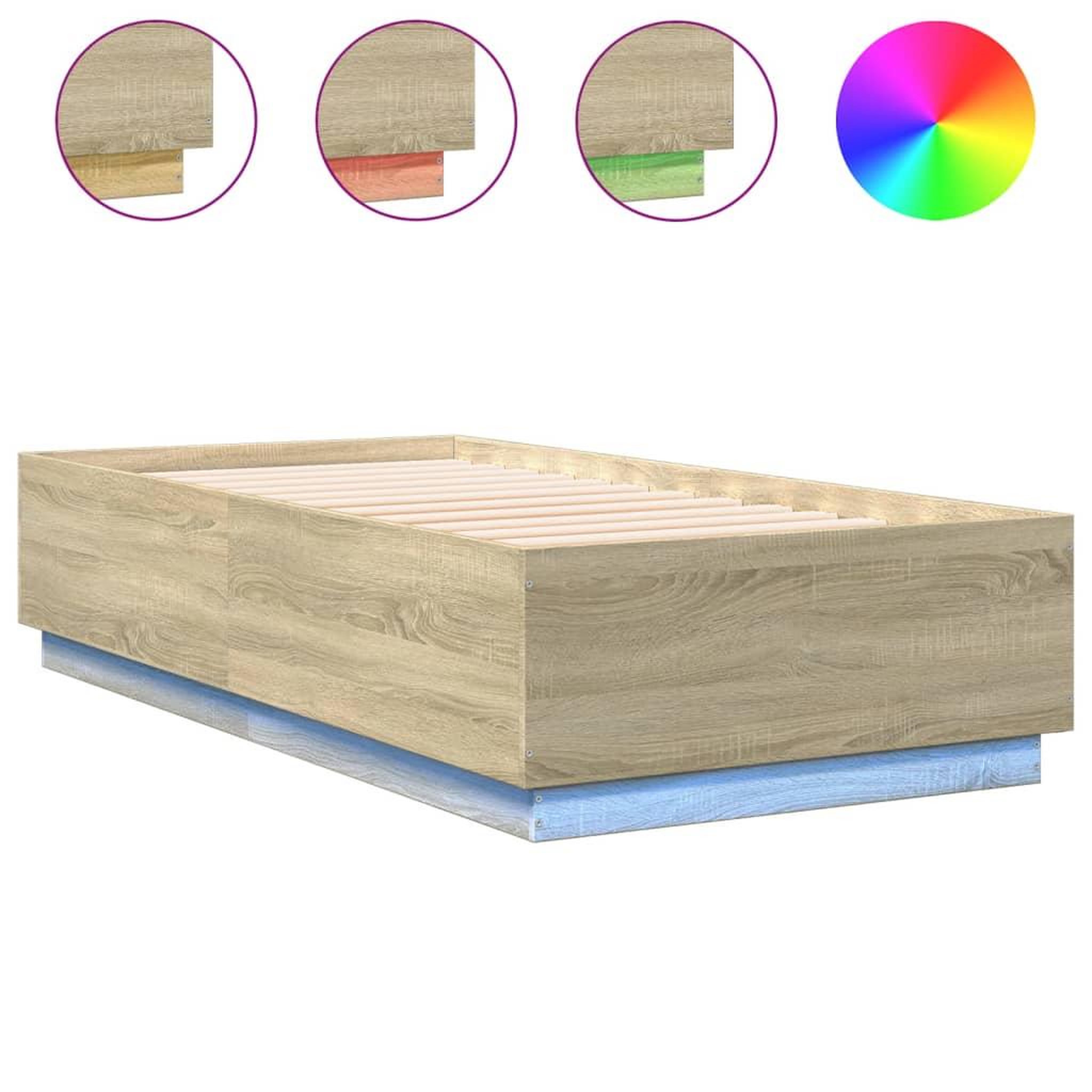 Voir la diapositive 2 : VIDAXL Cadre de lit avec LED sans matelas chene sonoma 90x190 cm