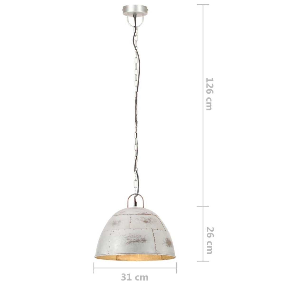 VIDAXL Lampe suspendue industrielle vintage 25 W Argente Rond 31cm E27