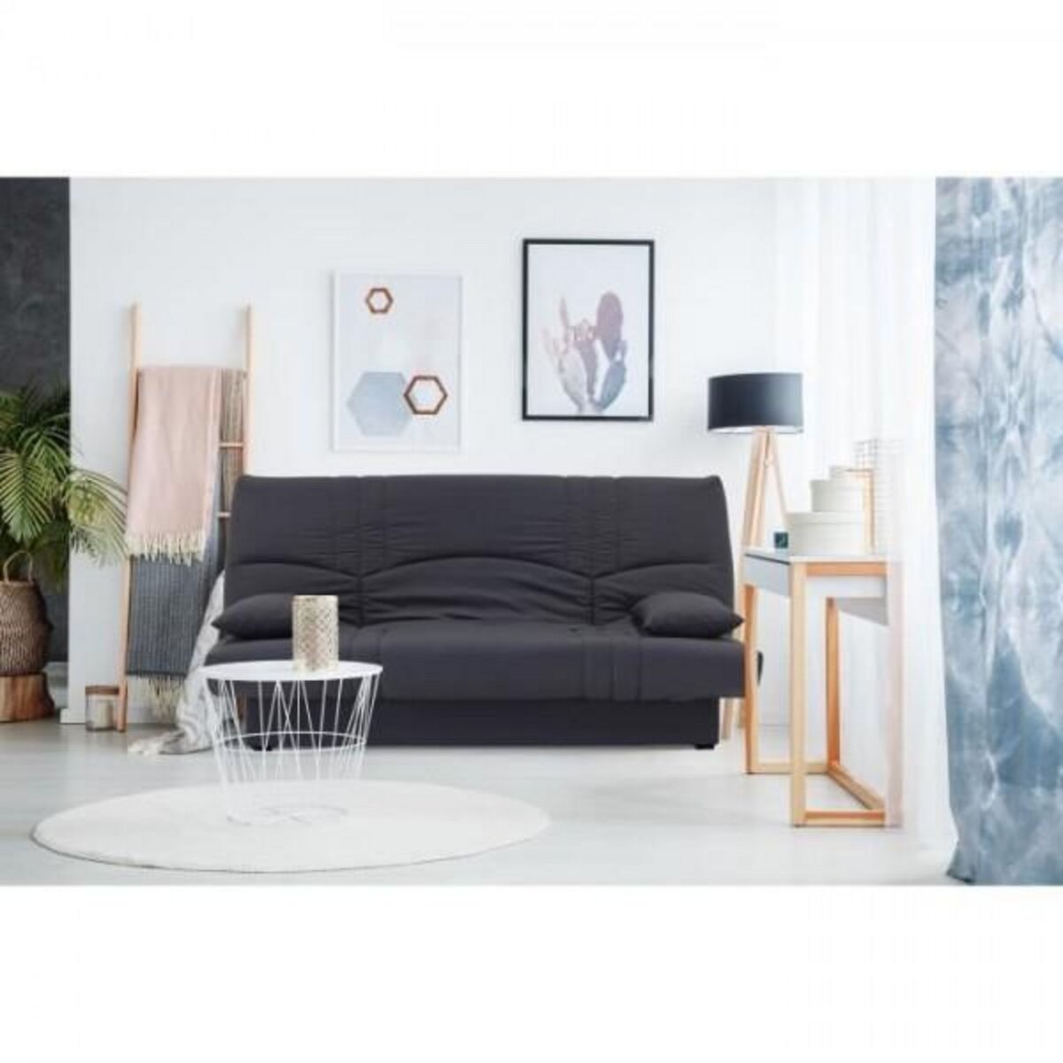 MARKET24 Banquette clic clac 3 places - Tissu gris anthracite - L 190 x P 92 cm - DREAM - Style Contemporain