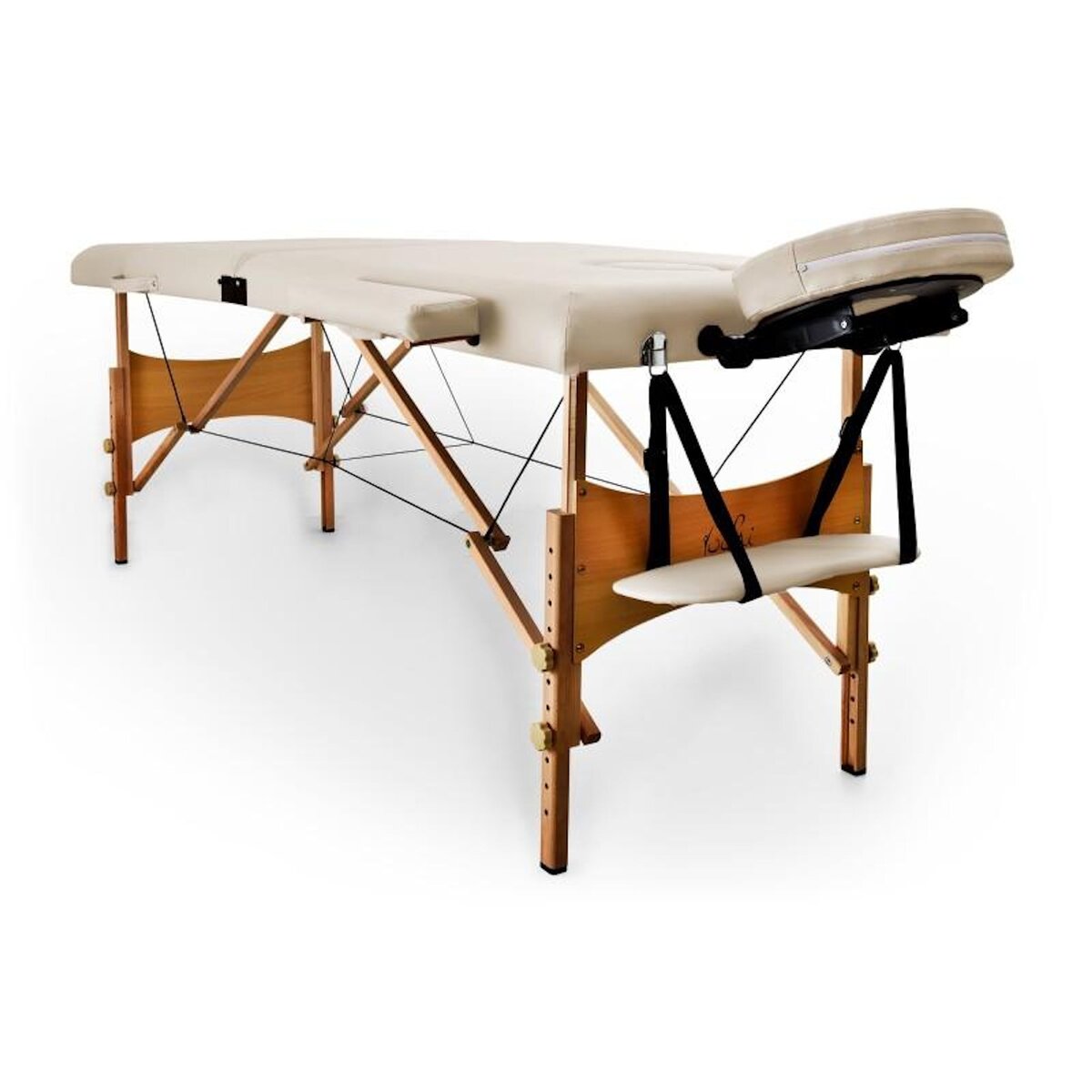 YOGHI Yoghi - Tdm102 Cream - Table De Massage Pliante 2 Zones - Bois De Hêtre - Dossier Réglable - Housse De Transport Incluse