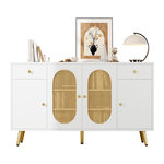 MERAX Buffet 4 porte(s) 2 tiroir(s) - 140 cm blanc panneau de particules