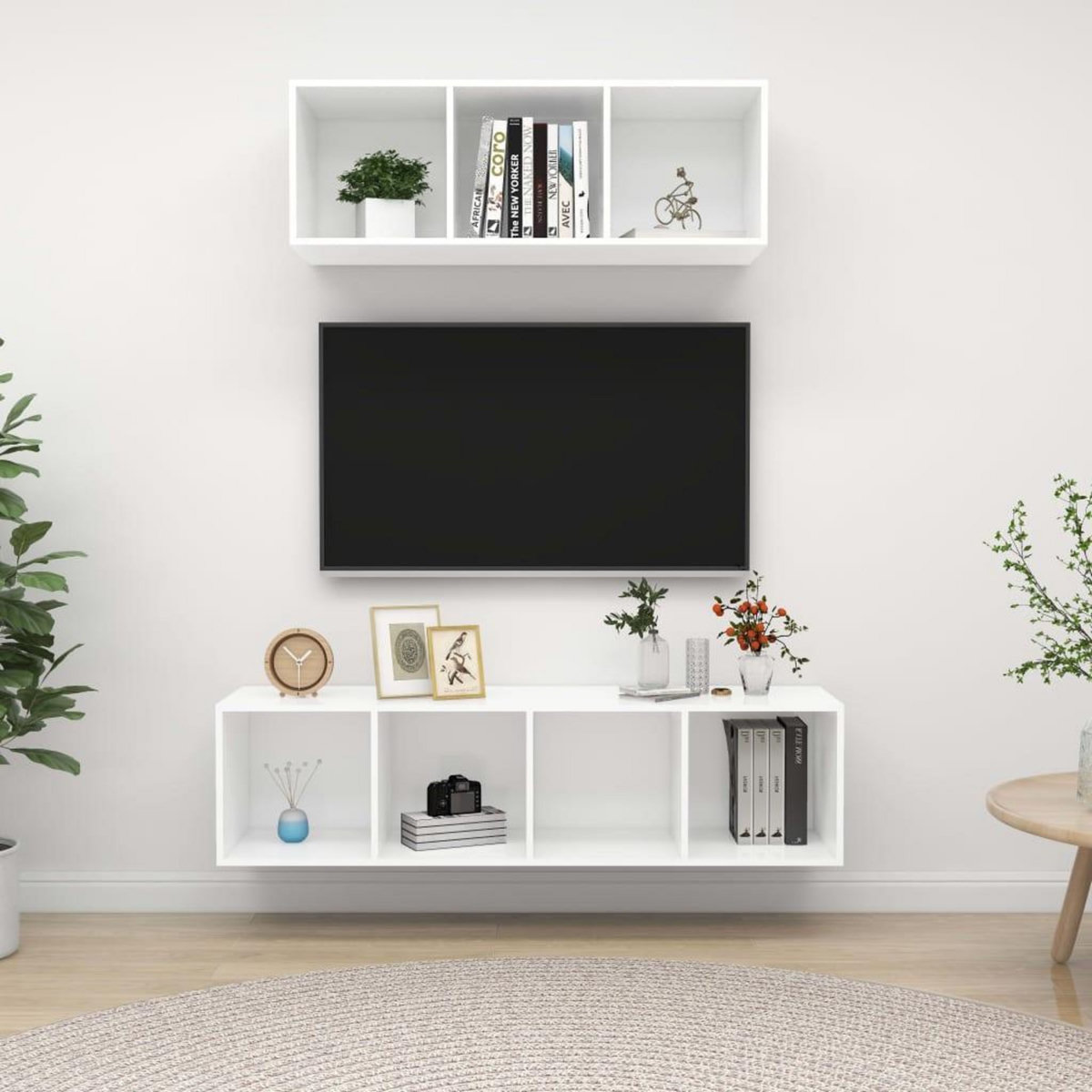 VIDAXL Ensemble de meuble TV 2 pcs Blanc Bois d'ingenierie