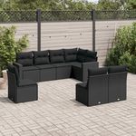VIDAXL Salon de jardin 8 pcs avec coussins noir resine tressee
