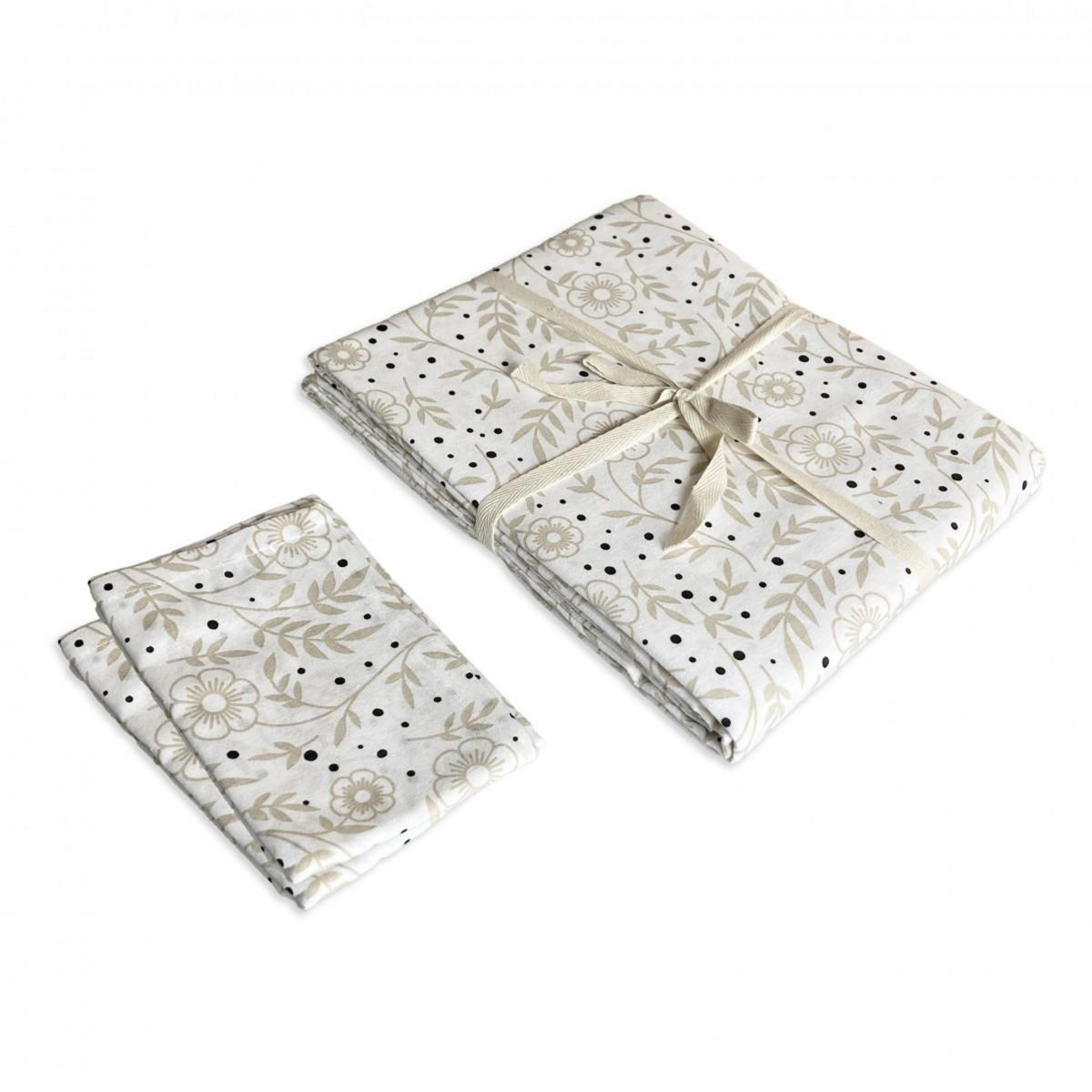 FUTURE HOME Lot nappe carrée + 2 serviettes de table déperlante floral 140x140cm VERONE
