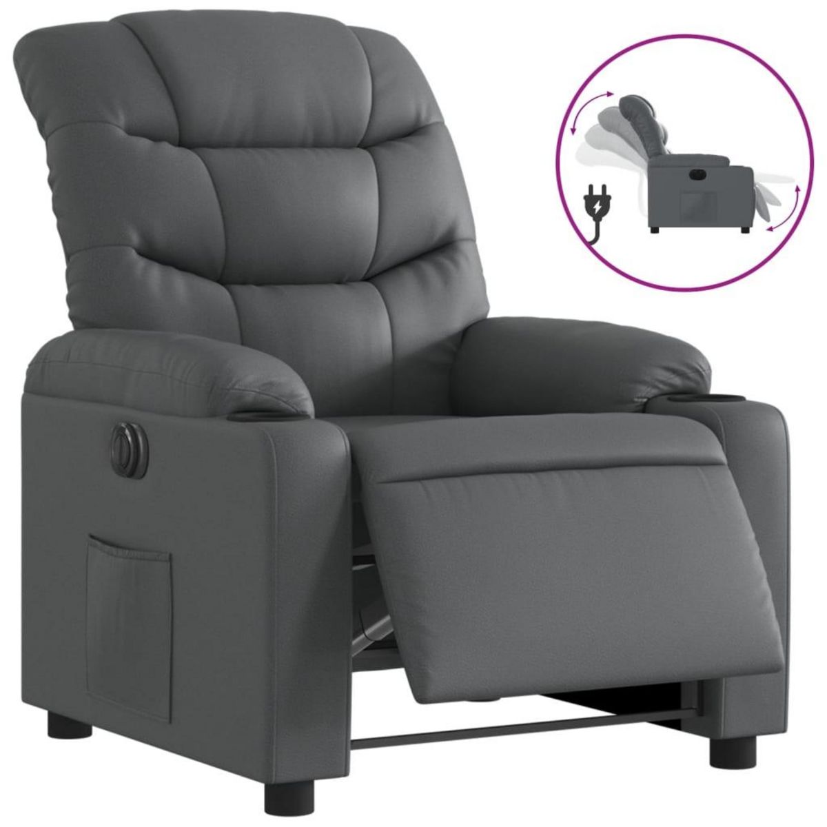 VIDAXL Fauteuil inclinable electrique Gris Similicuir