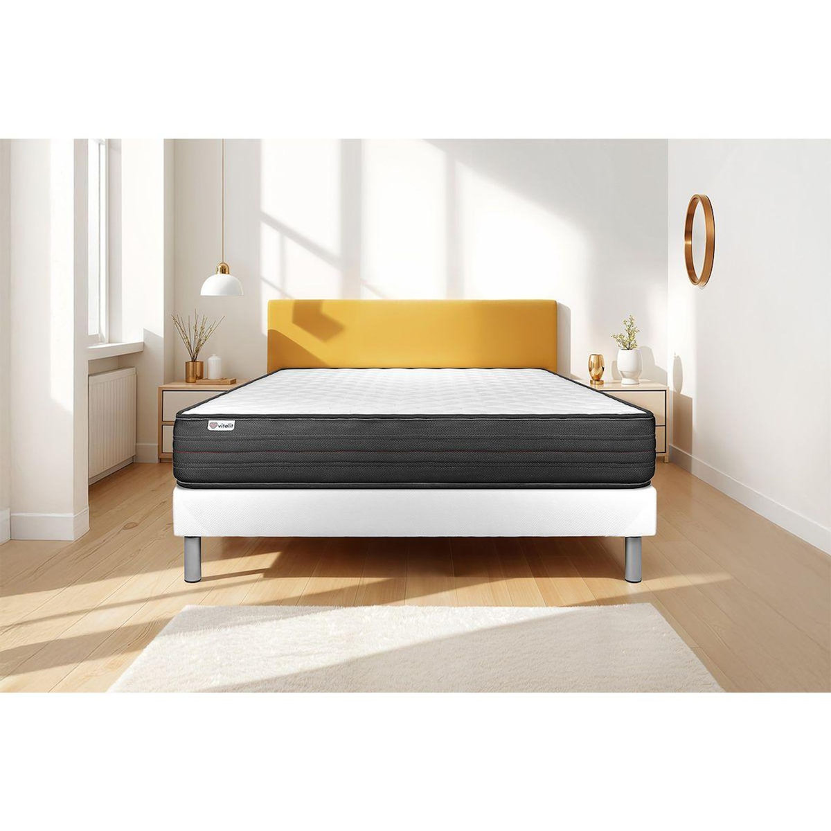 VITALIT Ensemble VITALPOWER 90 x 190 cm sommier Kit blanc