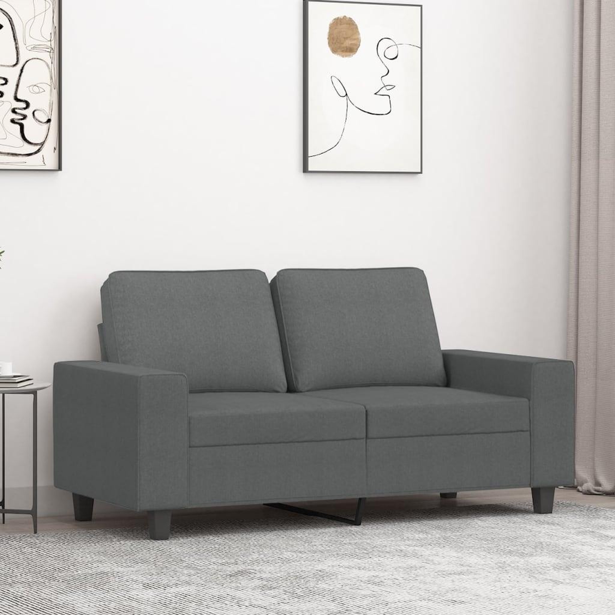 VIDAXL Canape a 2 places Gris fonce 120 cm Tissu