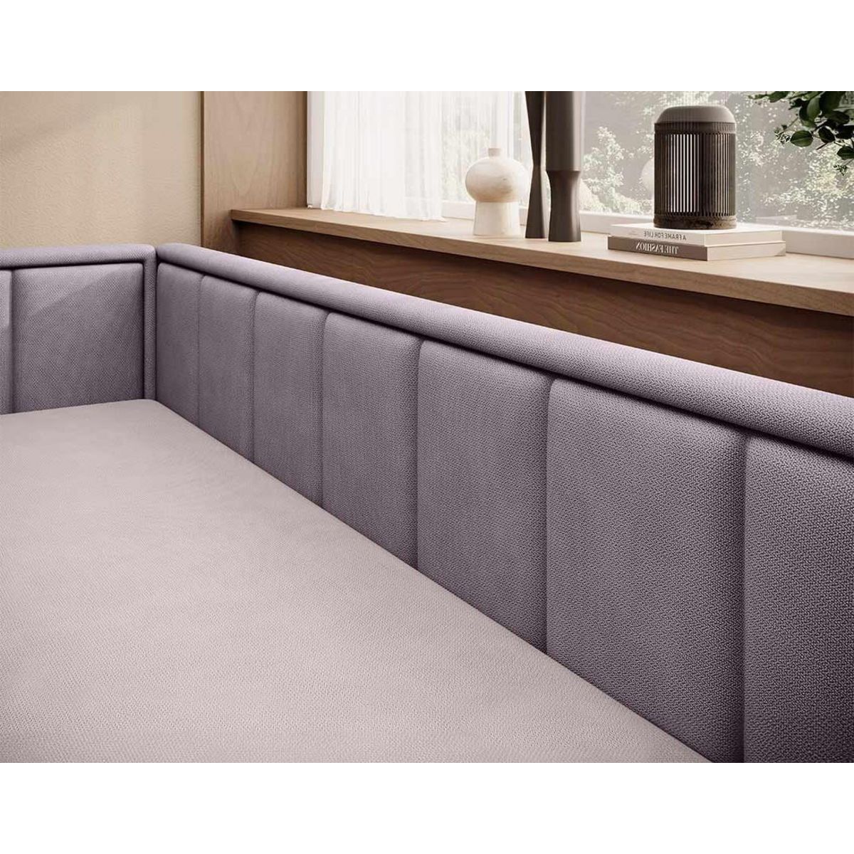 BEST MOBILIER James - canapé 3 places gauche convertible avec coffre en velours