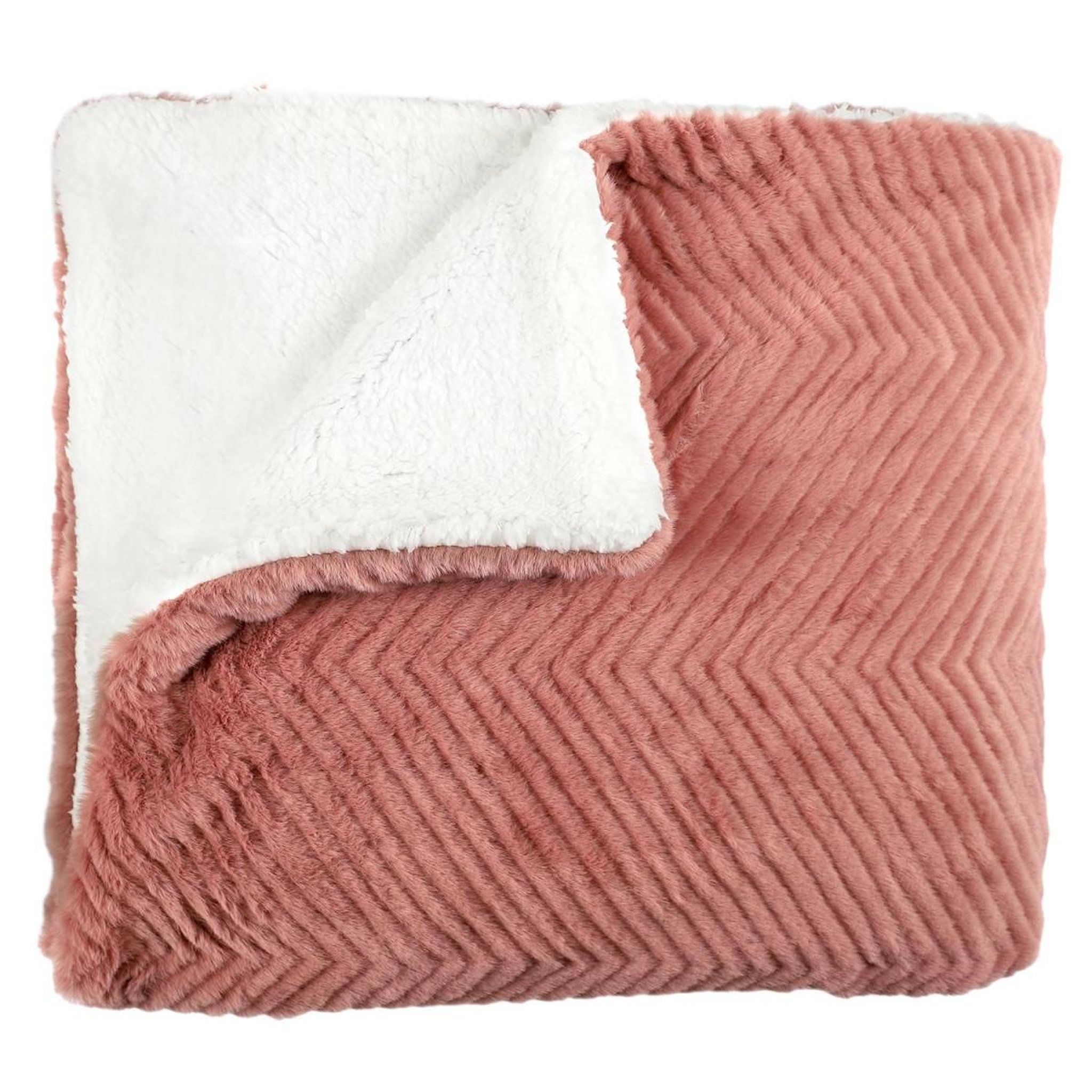 Voir la diapositive 2 : The Home Deco Factory Plaid velours imitation fourrure  sherpa  140x200cm rose