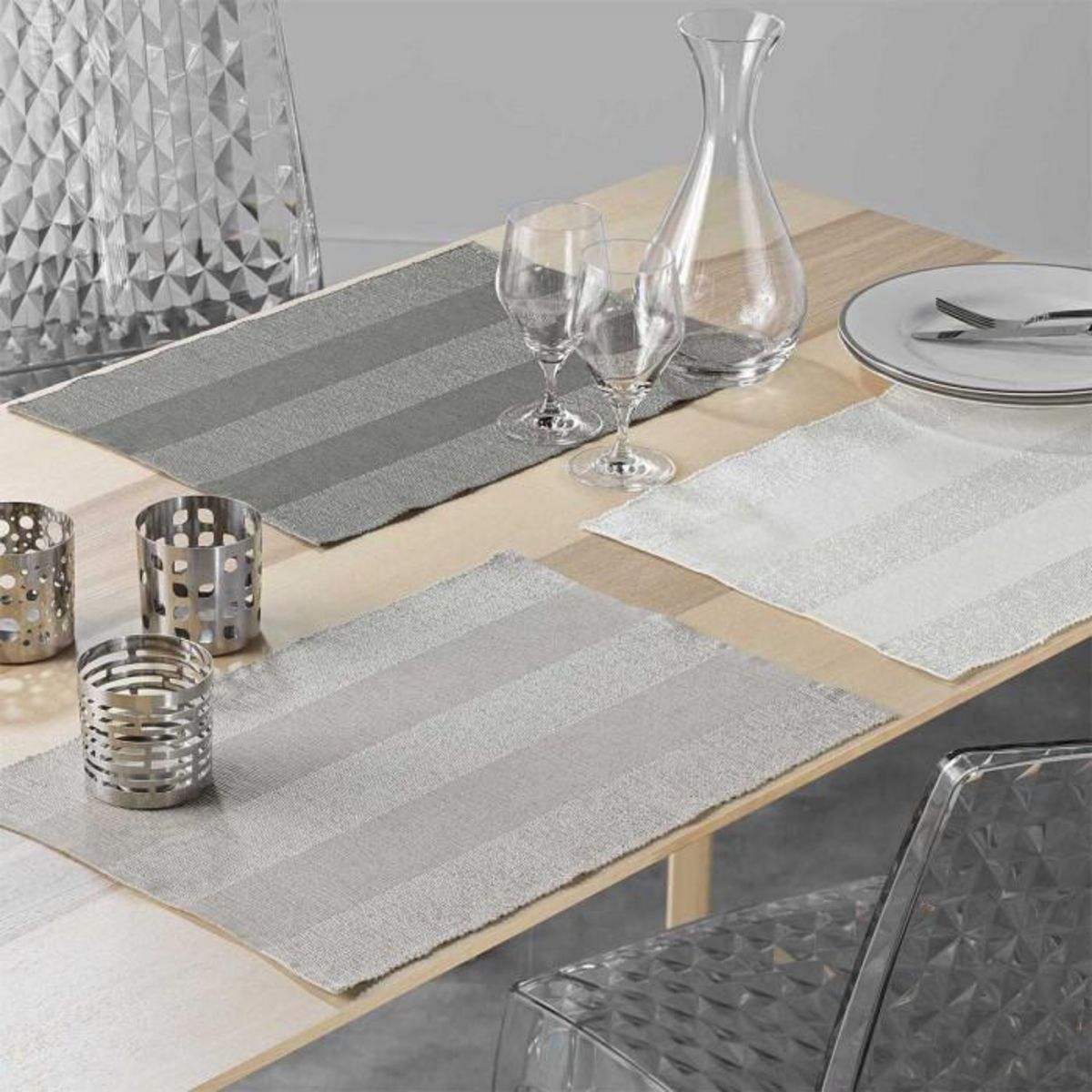 Paris Prix Lot de 2 Sets de Table  Eldora  33x48cm Taupe