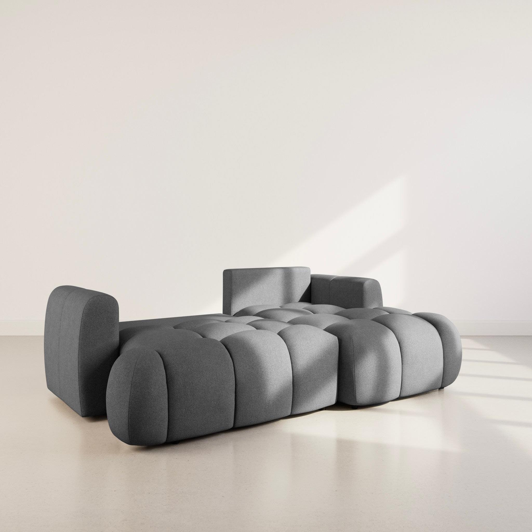 Voir la diapositive 4 : BEST MOBILIER Yulin - canapé d'angle droit 4 places convertible avec coffre en tissu bouclette