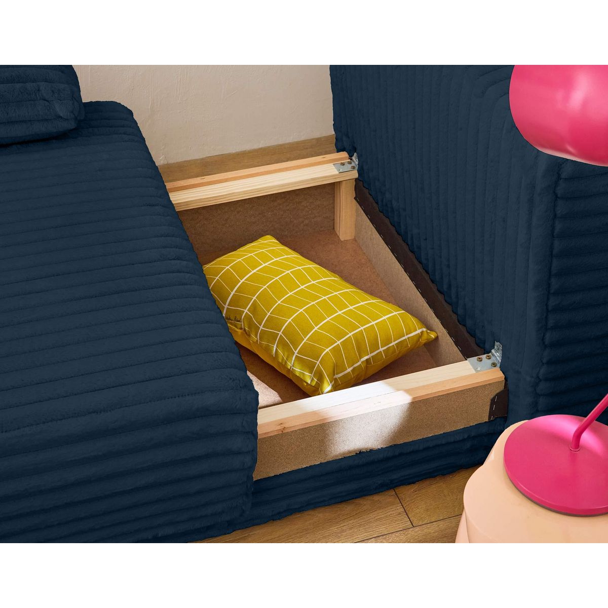 BEST MOBILIER Cristal - fauteuil - convertible avec coffre - en fausse fourrure côtelée