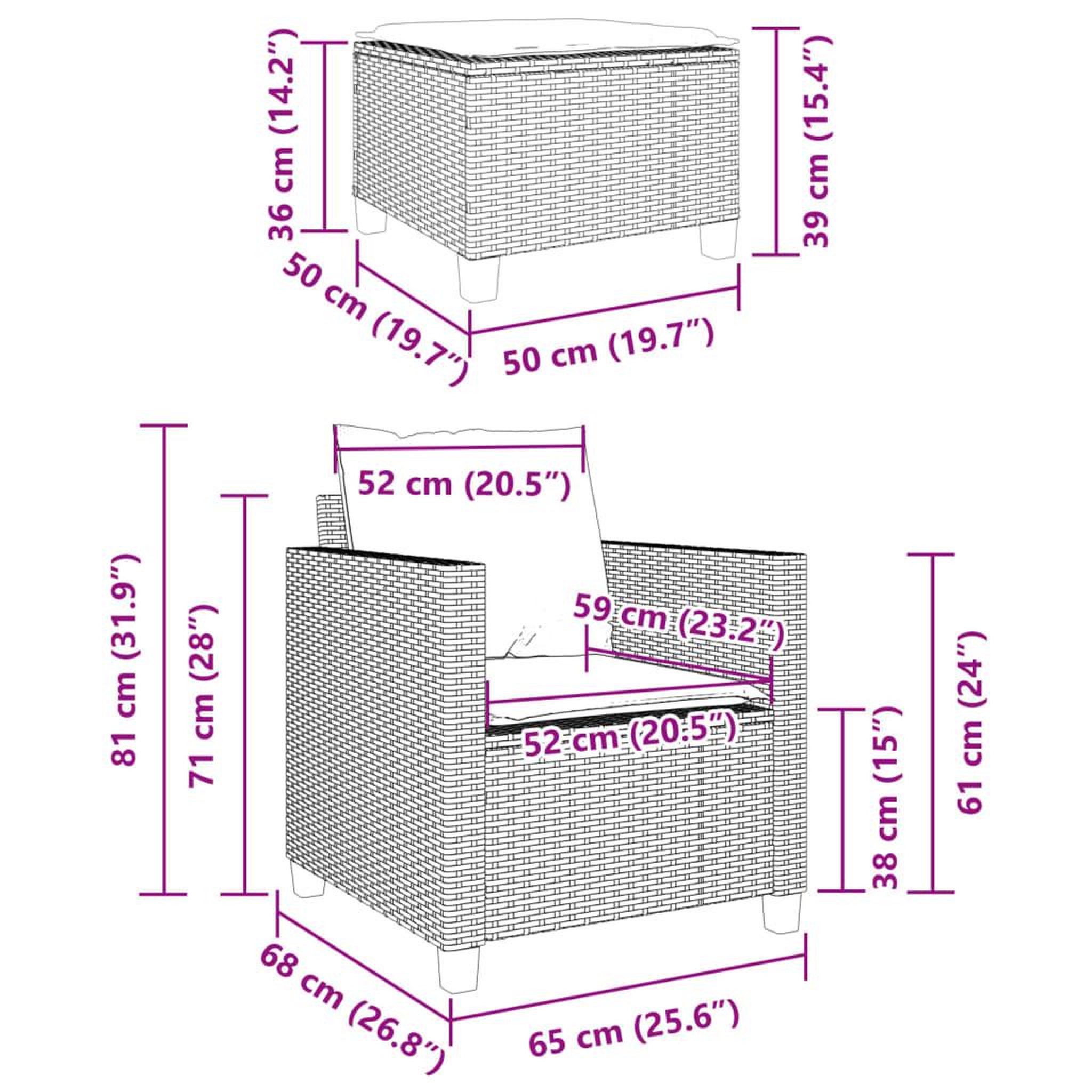 Voir la diapositive 6 : VIDAXL Ensemble de bistro 3 pcs avec coussins gris resine tressee