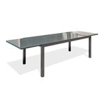 Table de jardin rectangulaire - 10/12 places - Aluminium et plateau en verre - Anthracite - TOLEDE