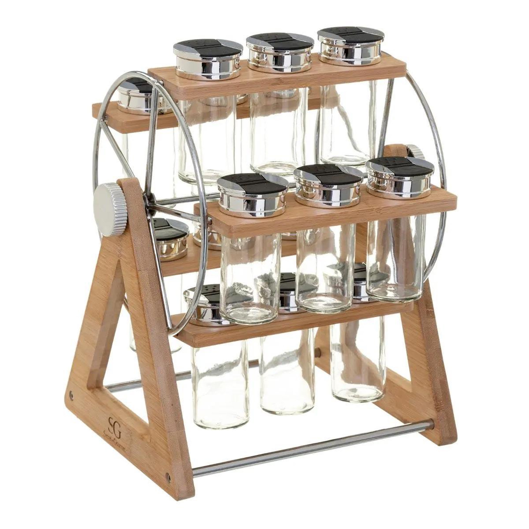FIVE Présentoir à épices rotatif  moulin  15 pots naturel