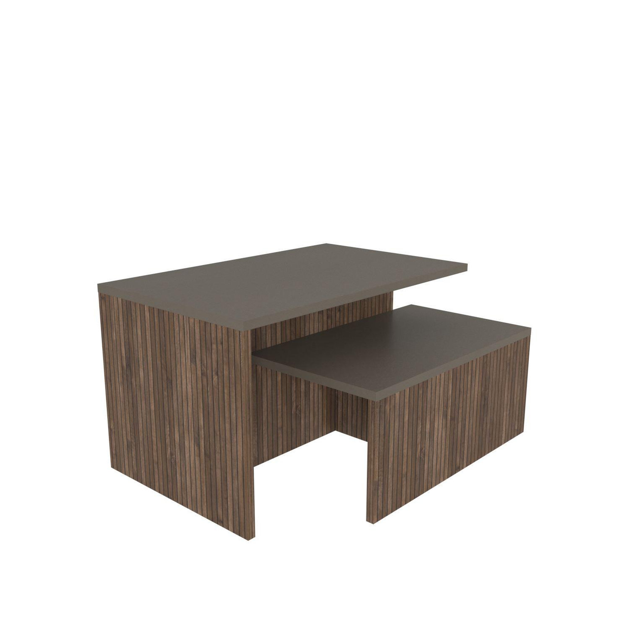 Habitat et Jardin Table gigogne (2 pièces) en bois  twins  72 x 45 x 42 cm - taupe