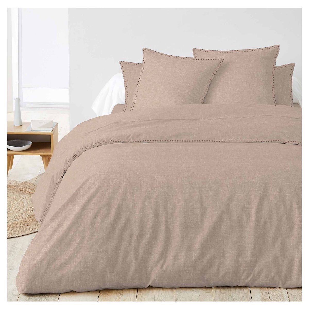 Housse de couette unie en coton lin YANNO